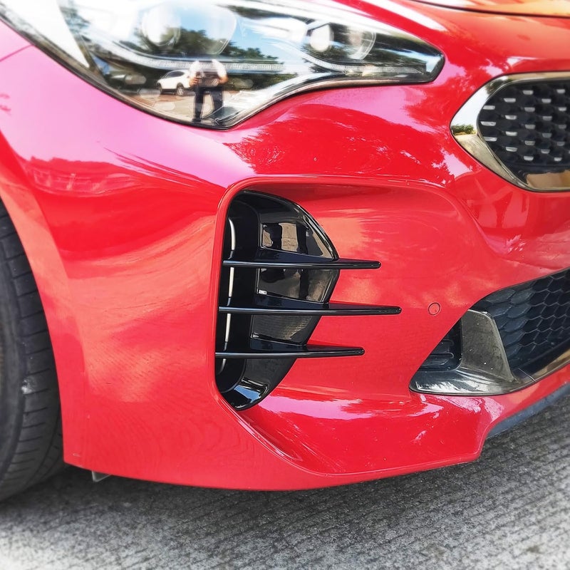 JUIVEEL Front Bumper Side Vent Grill Trim Cover Fog Light Lamp Side Cover Fender Trim Rear Bumper Side Vent Covers Compatible with Kia Stinger 2018-2023 Accessories (Glossy Black Style, Front) - Image 4